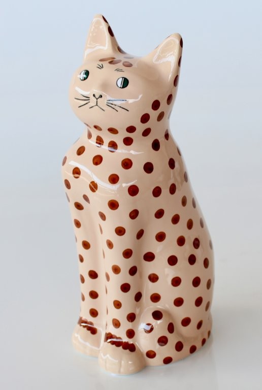 Tall Ginger Spotted Ceramic Cat